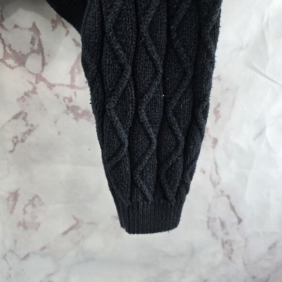 Anthropologie Sweater Women Small Medium Black Fisherman Crop Cable Boxy Find Me - Picture 4 of 10